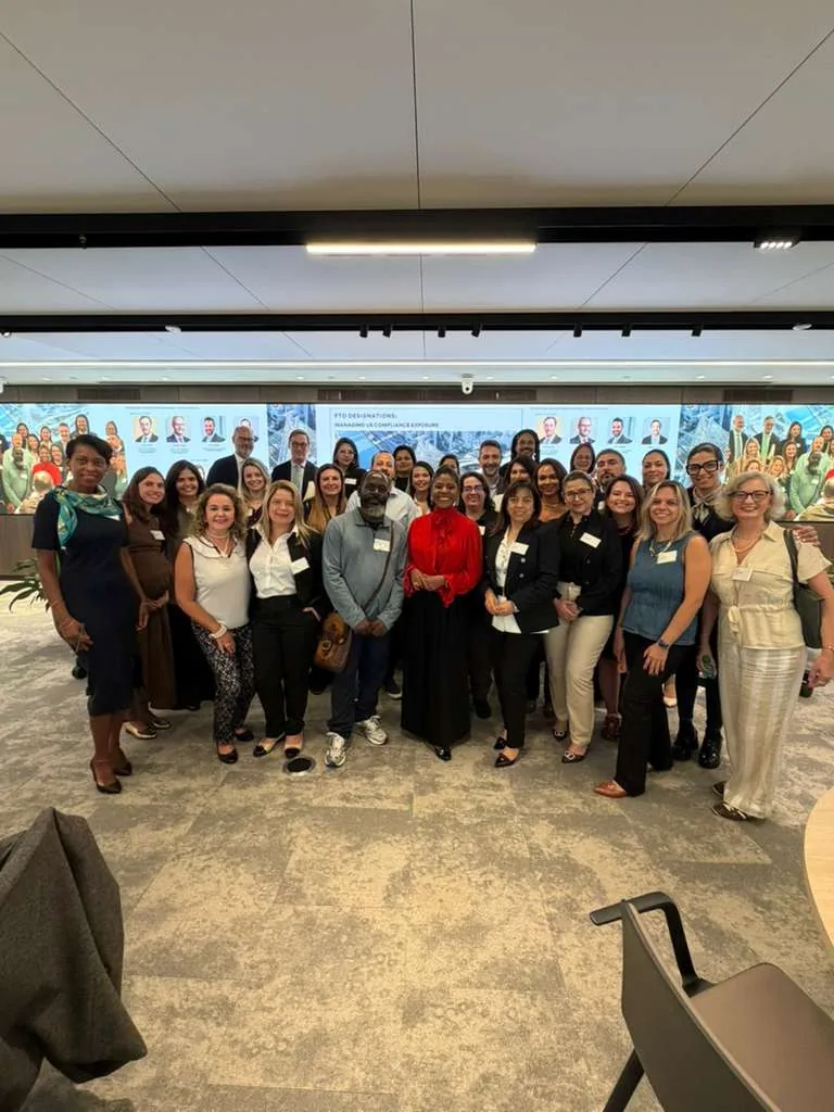 A diverse group of professionals at an international event