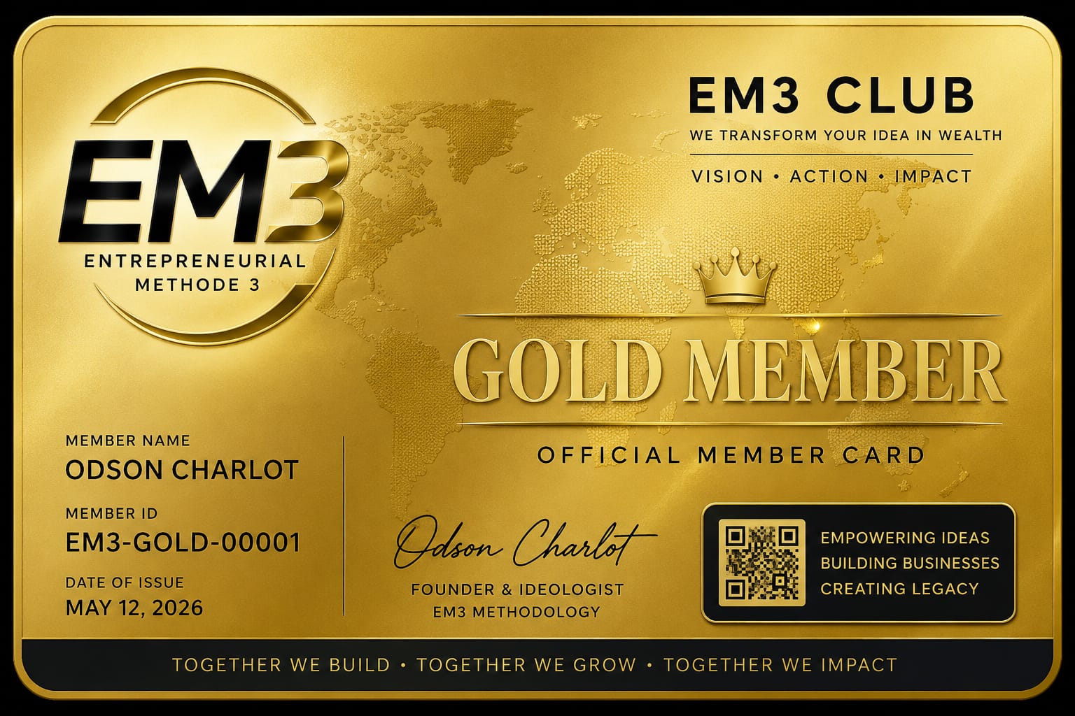 EM3 Club Gold Member — Official Card